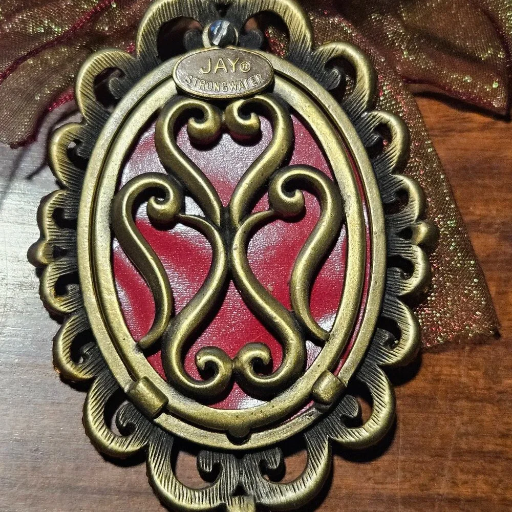 RARE VINTAGE JAY STRONGWATER OVAL CRYSTAL ENAMEL HANGING MINI FRAME ORNAMENT